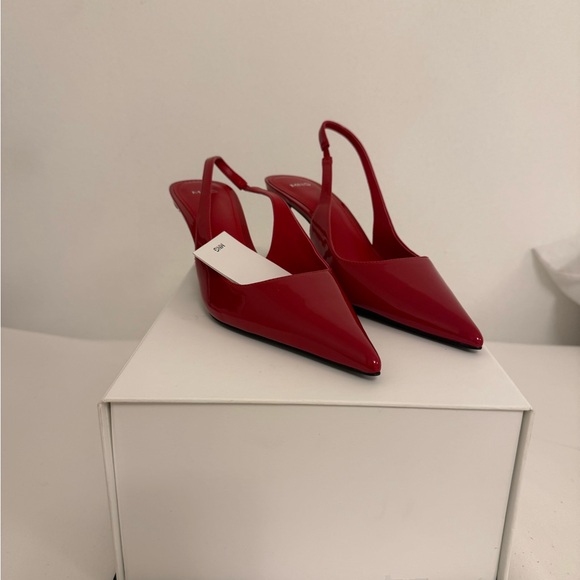 Mango Red Pointed Slingback Heels - Picture 3 of 6